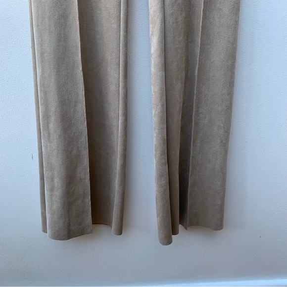 Marc Cain Women’s Size N1 UK 8 Tan Faux Suede Flare Pleat Trouser Stretch 70s - Picture 3 of 8